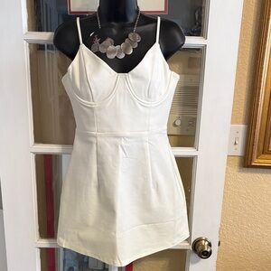 Princess Polly Cream Spaghetti Strap Mini Dress